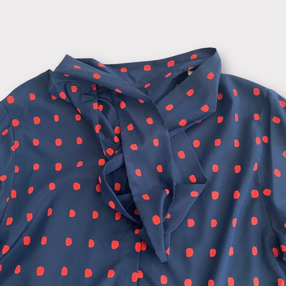 Vintage Evan Picone Women’s Button Up Shirt Size 12P Petite Tie Collar Polka Dot - Picture 3 of 5